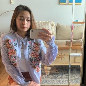 Zara floral puff-sleeved top FLASH SALE